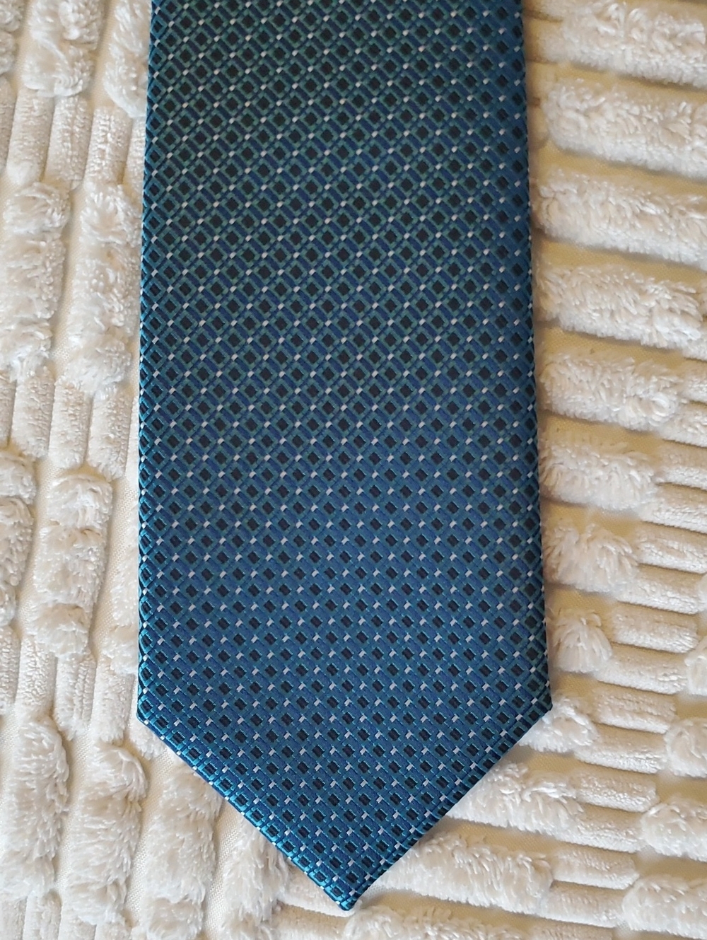 Peplos Men's Wear Tie, 100% Micro Fibre, Teal, Black & White